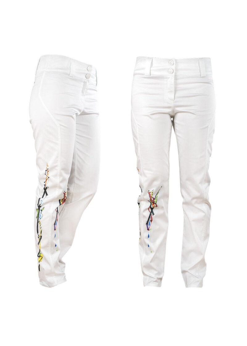 White ladies trousers LILIBY with paintings