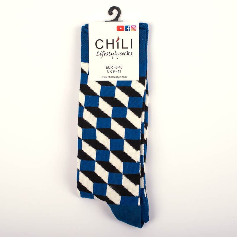 BLUE WHITE BLACK RHOMBUS - Bunte Socken - Unisex