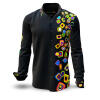 RAINY NIGHT- Black colorful long sleeve shirt - GERMENS artfashion - Unusual long sleeve shirt in 10 sizes - Made in Germany
