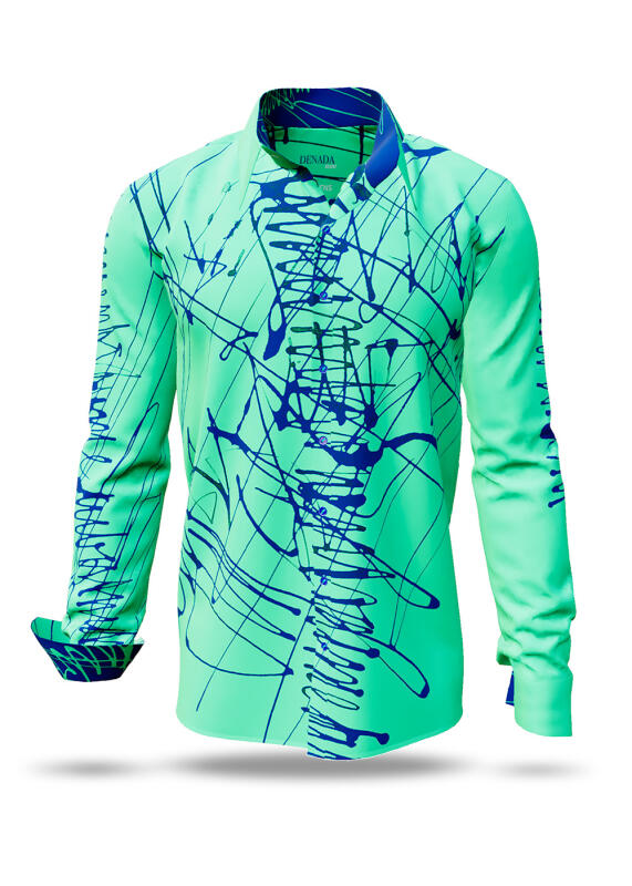 Entdecke bunte Hemden Herren DENADA MINT - 100 % Baumwolle