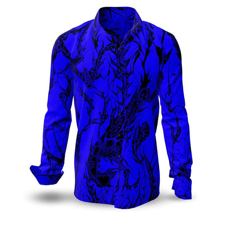 DORNENPRINZ INDIGO - Blue shirt with black drawings - GERMENS