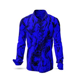 DORNENPRINZ INDIGO - Blue shirt with black drawings -...