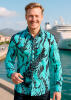 Discover Button Up Shirt DORNENPRINZ CYAN - 100 % cotton
