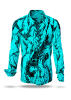Discover colorful button up shirts for men DORNENPRINZ CYAN - 100% cotton
