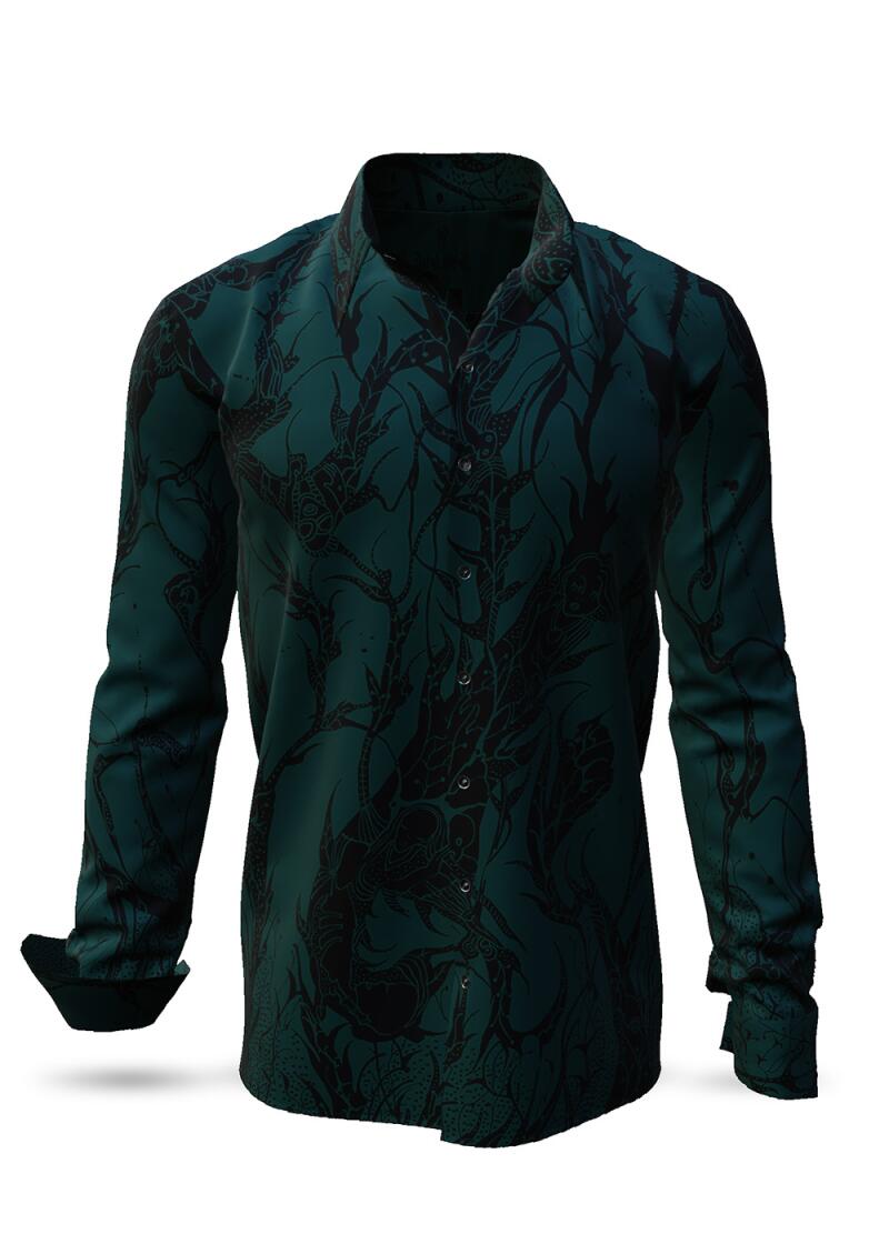 DORNENPRINZ WALD - Green shirt with black drawings - GERMENS