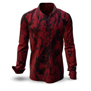 DORNENPRINZ OXYD - Auburn shirt with black drawings -...