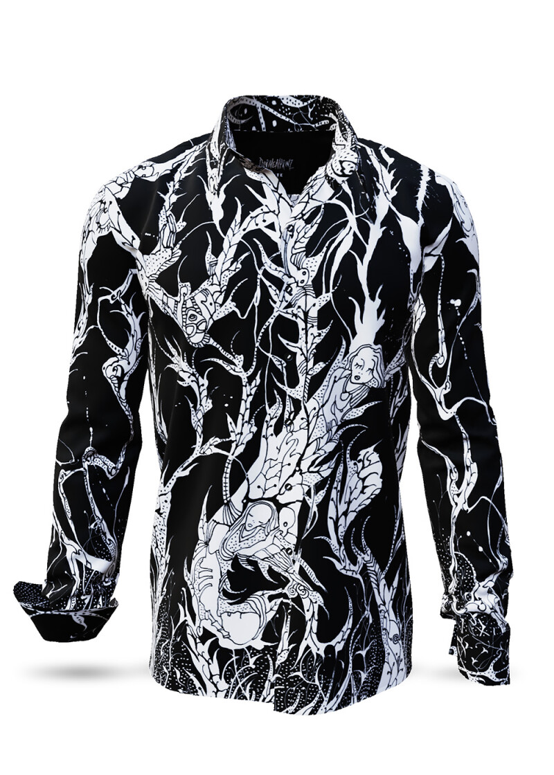 DORNENPRINZ TINTE - black shirt with white drawings - GERMENS