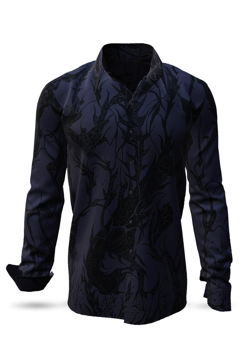 DORNENPRINZ PHANTOM - Dark blue shirt with white drawings - GERMENS