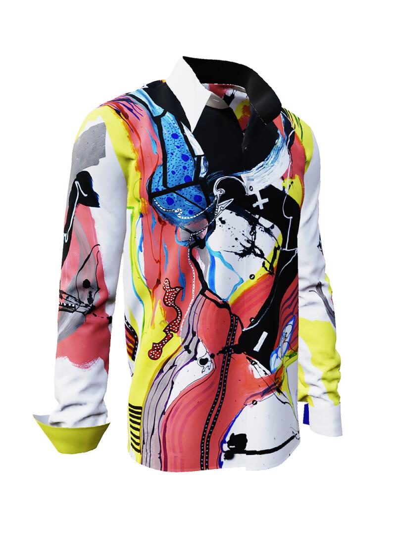 RED FELS - Red long sleeve shirt - www.germens.shop artfashion - Unique long sleeve shirt designed by artists - Made in Germany