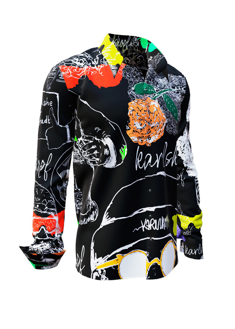 MAKING OF DAY - Long-sleeved shirt with Karl Marx - GERMENS artfashion & KARLSKOPF Label - Unusual long sleeve shirt in 10 sizes - Made in Germany