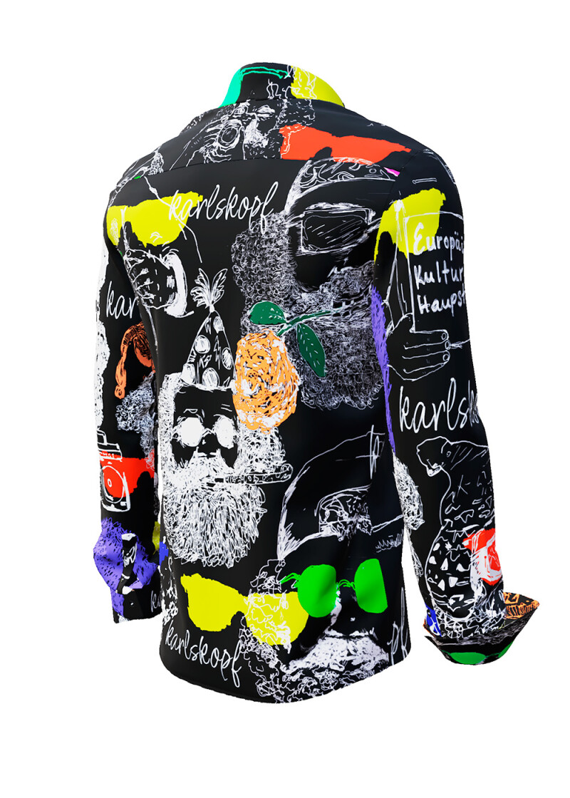 MAKING OF NIGHT - Dark long sleeved shirt with Karl Marx - GERMENS & KARLSKOPF