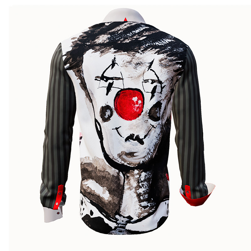 NEZ ROUGE - Grey red Long Sleeve Shirt - GERMENS artfashion - Unusual long sleeve shirt in 10 sizes - Made in Germany