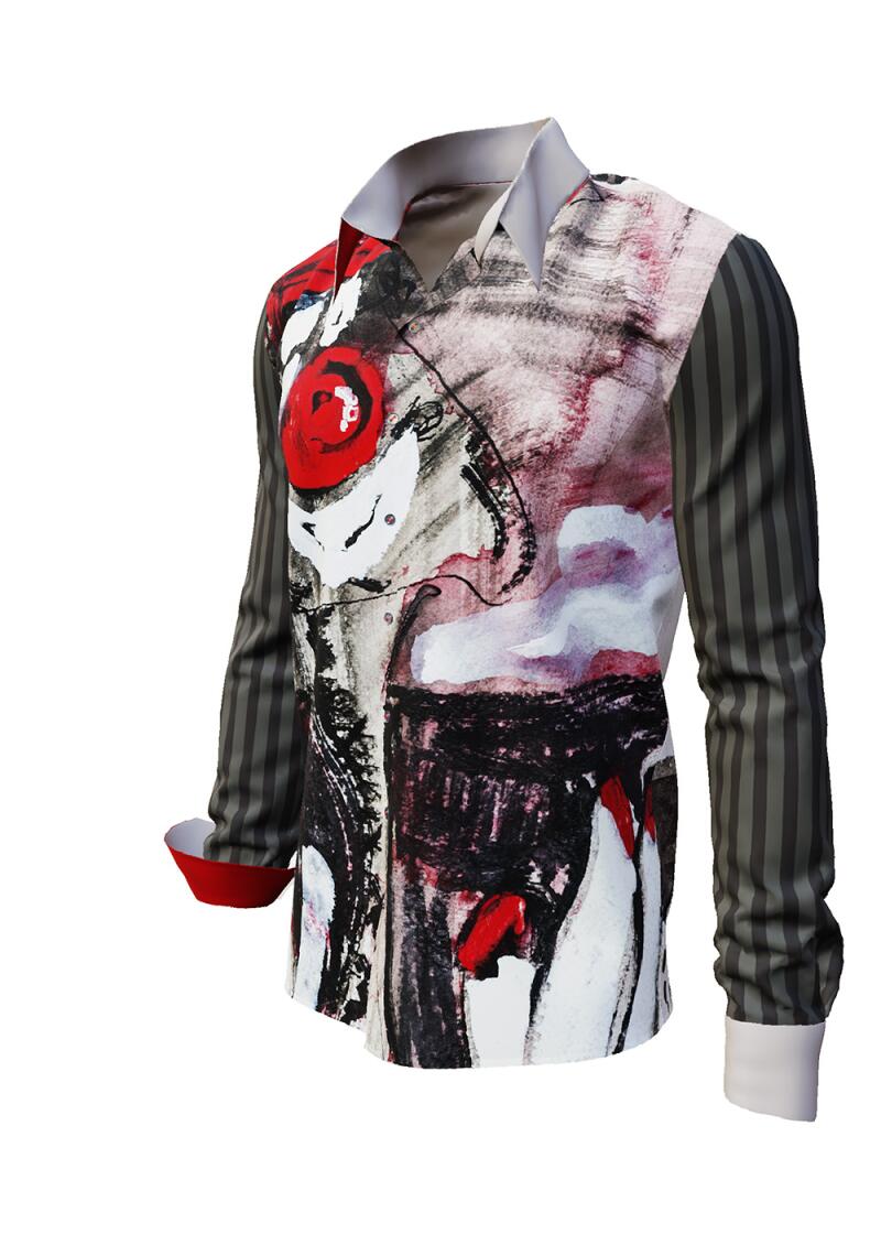 NEZ ROUGE - Grey red Long Sleeve Shirt - GERMENS