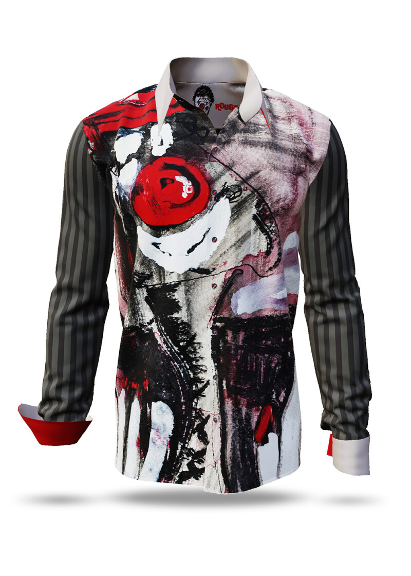 NEZ ROUGE - Grey red Long Sleeve Shirt - GERMENS artfashion - Unusual long sleeve shirt in 10 sizes - Made in Germany