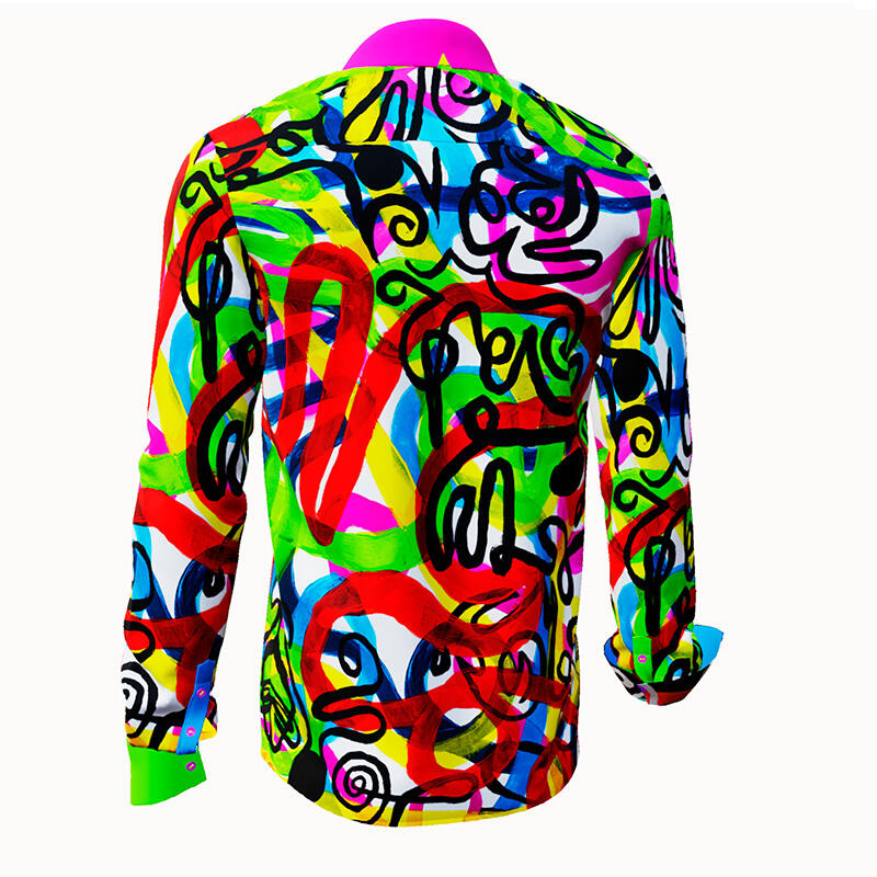 ROLLER COASTER - Colourful long sleeve shirt curved lines - GERMENS artfashion - Unusual long sleeve shirt in 10 sizes - Made in Germany
