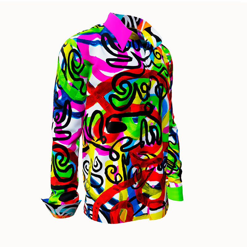ROLLER COASTER - Colourful long sleeve shirt with curved lines - GERMENS