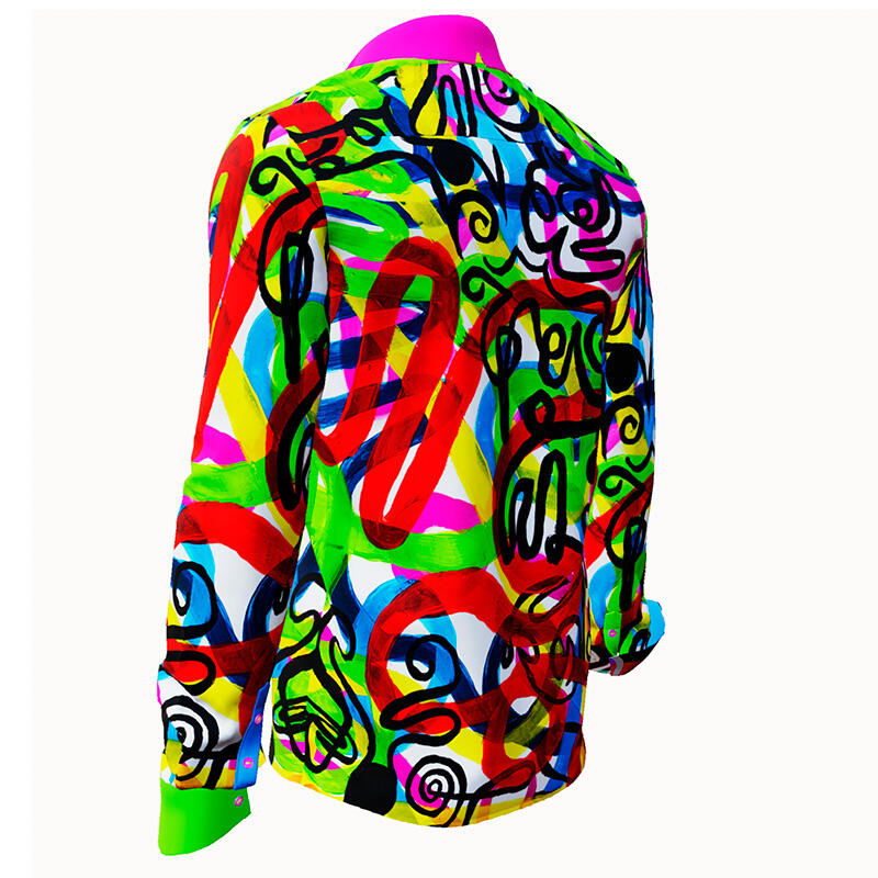 ROLLER COASTER - Colourful long sleeve shirt with curved lines - GERMENS