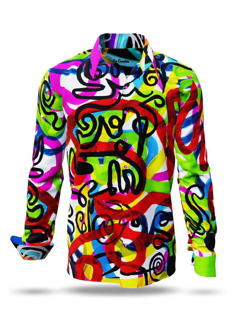 ROLLER COASTER - Colourful long sleeve shirt curved lines - GERMENS artfashion - Unusual long sleeve shirt in 10 sizes - Made in Germany