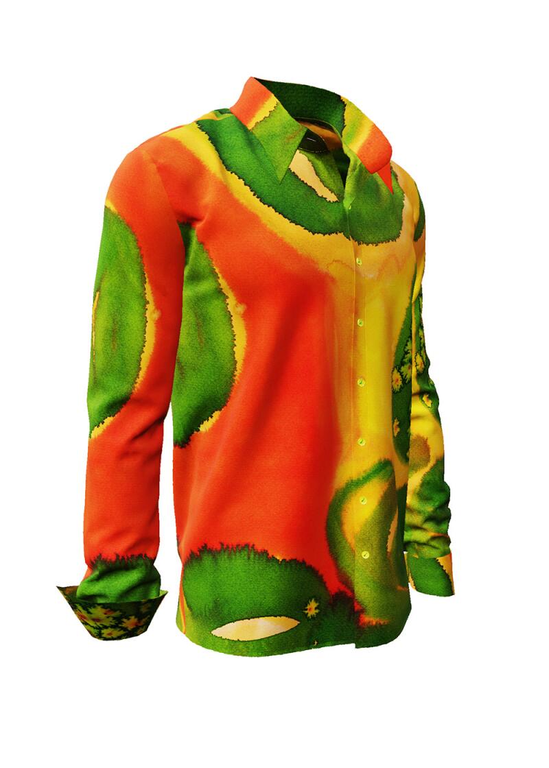 SEEROSEN - Green red long-sleeved shirt - GERMENS artfashion - Unusual long sleeve shirt in 10 sizes - Made in Germany