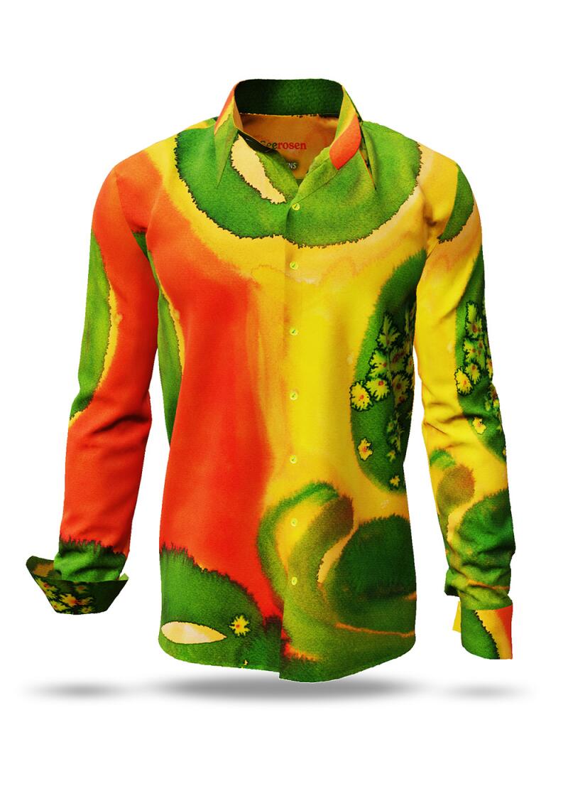 SEEROSEN - Green red long-sleeved shirt - GERMENS artfashion - Unusual long sleeve shirt in 10 sizes - Made in Germany