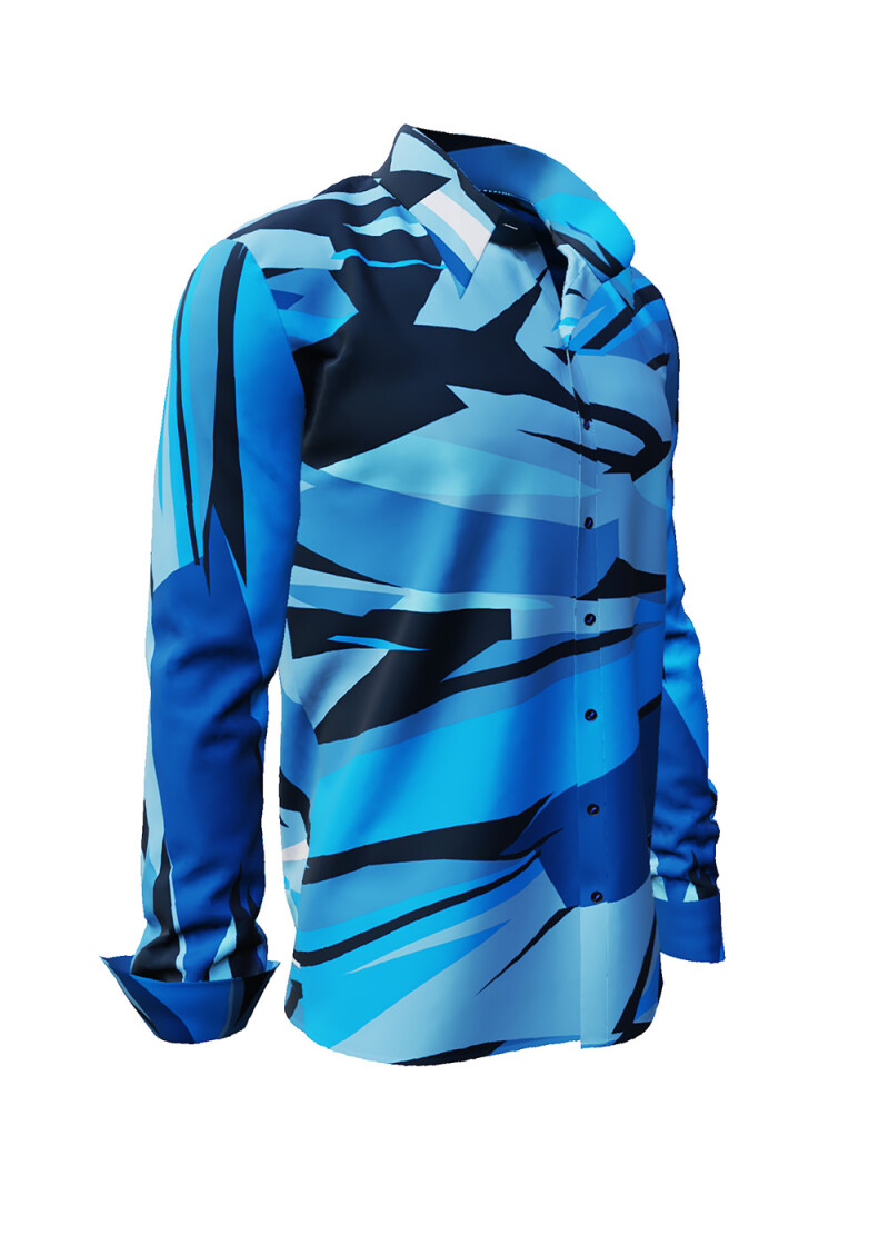 ARCTIC - Blue black schwarzes long sleeve shirt- GERMENS artfashion - Unique long sleeve shirt designed by artists - Made in Germany