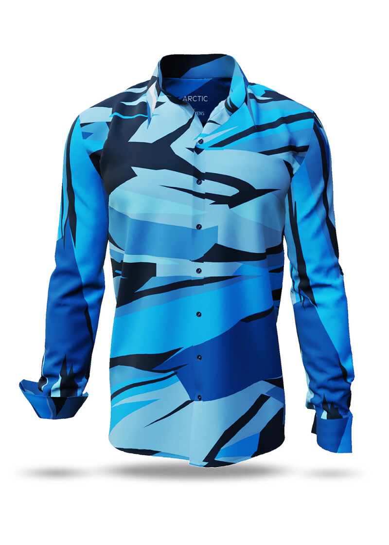 ARCTIC - Blue black schwarzes long sleeve shirt- GERMENS artfashion - Unusual long sleeve shirt in 10 sizes - Made in Germany