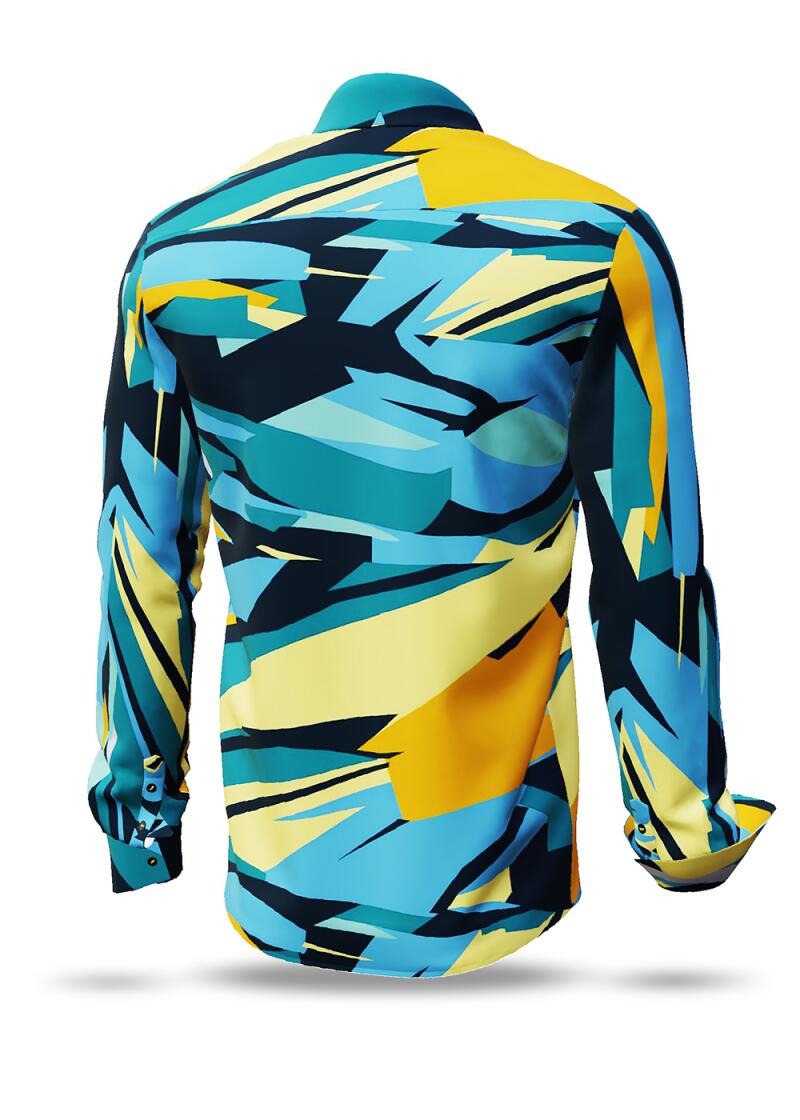 TATRA - Blue yellow long sleeve shirt - GERMENS artfashion - Special long sleeve shirt in small limitation - Made in Germany