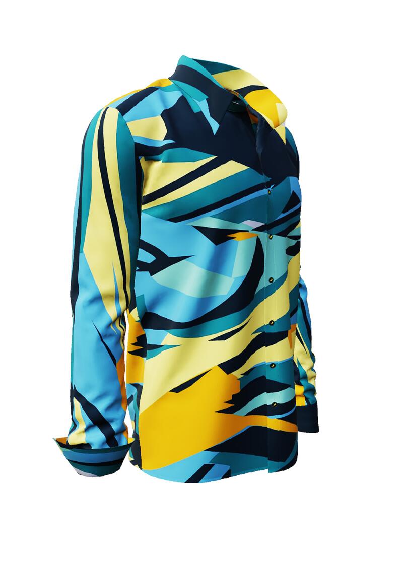 TATRA - Blue yellow long sleeve shirt - GERMENS artfashion - Unique long sleeve shirt designed by artists - Made in Germany