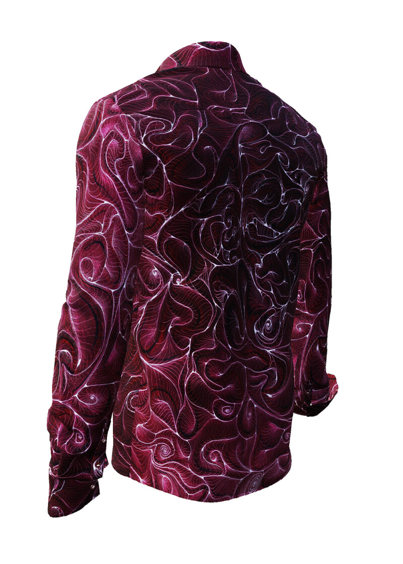 CONCHIFERA MARSALA - Red Long Sleeve Shirt with Snail Shell Textures - GERMENS