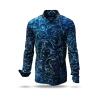 CONCHIFERA OCEAN - Blue Long Sleeve Shirt with Snail Shell Textures - GERMENS artfashion - Unusual long sleeve shirt in 10 sizes - Made in Germany