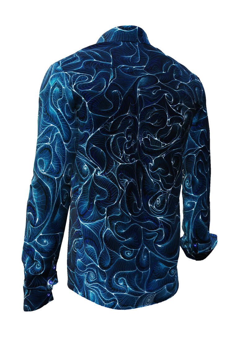 CONCHIFERA OCEAN - Blaues Langarmhemd mit Schneckenhausstrukturen - GERMENS