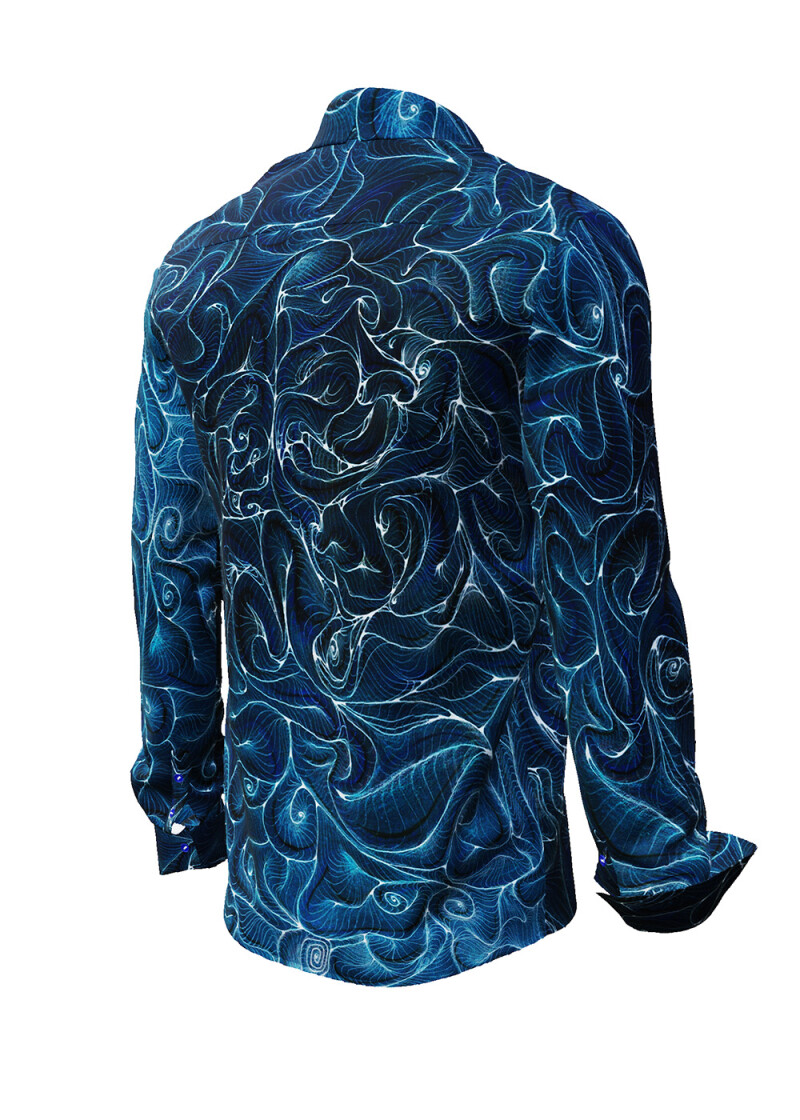 CONCHIFERA OCEAN - Blaues Langarmhemd mit Schneckenhausstrukturen - GERMENS