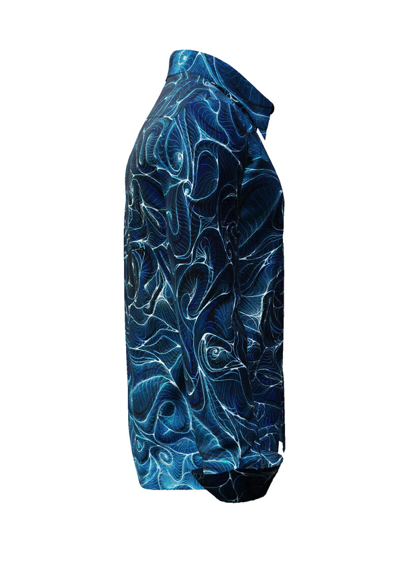 CONCHIFERA OCEAN - Blaues Langarmhemd mit Schneckenhausstrukturen - GERMENS