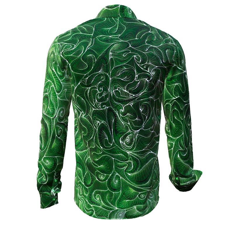 CONCHIFERA FOREST - Green Long Sleeve Shirt with Snail Shell Textures - GERMENS artfashion - Special long sleeve shirt in small limitation - Made in Germany