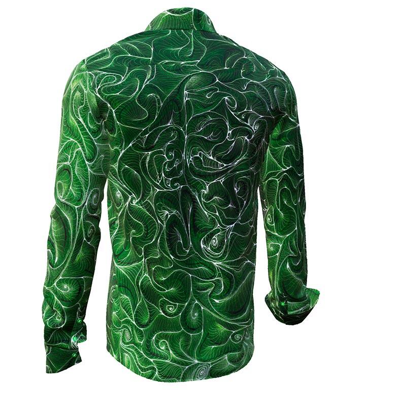 CONCHIFERA FOREST - Green Long Sleeve Shirt with Snail Shell Textures - GERMENSartfashion - Unique long sleeve shirt designed by artists - Made in Germany