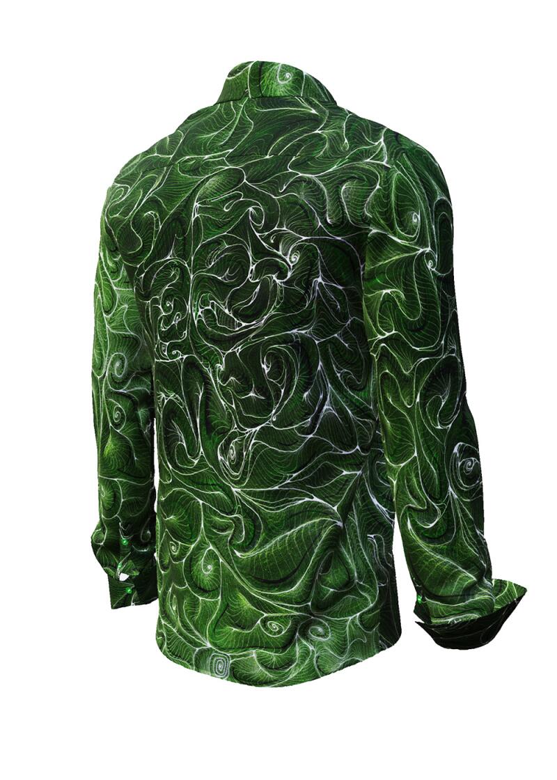 CONCHIFERA FOREST - Green Long Sleeve Shirt with Snail Shell Textures - GERMENS