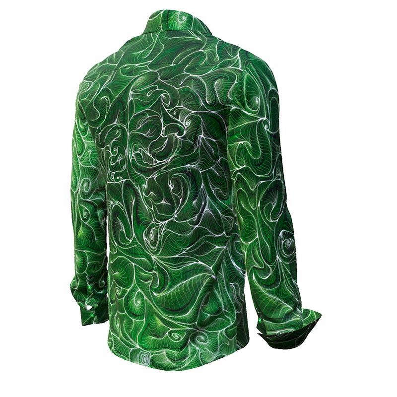 CONCHIFERA FOREST - Green Long Sleeve Shirt with Snail Shell Textures - GERMENS
