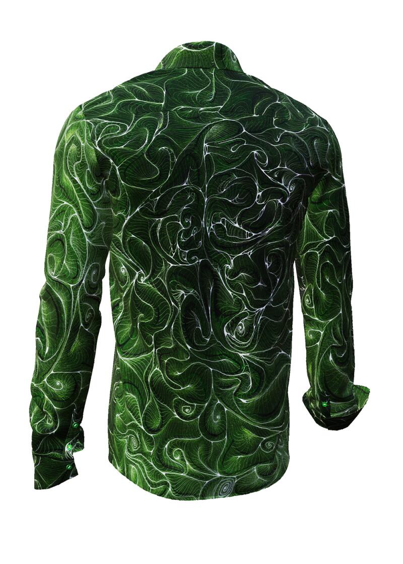 CONCHIFERA FOREST - Green Long Sleeve Shirt with Snail Shell Textures - GERMENS