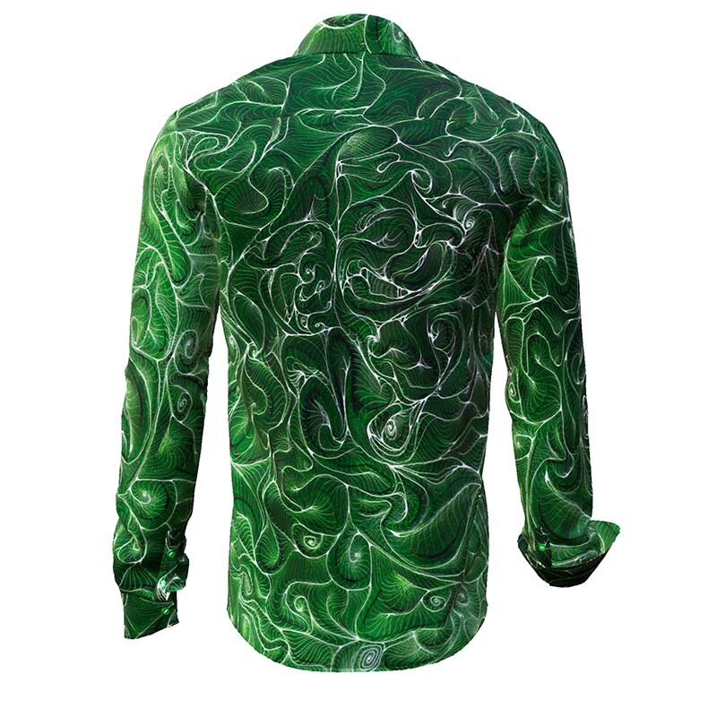 CONCHIFERA FOREST - Grünes Langarmhemd mit Schneckenhausstrukturen - GERMENS artfashion - Besonderes Männerhemd in geringer Limitierung - Made in Germany