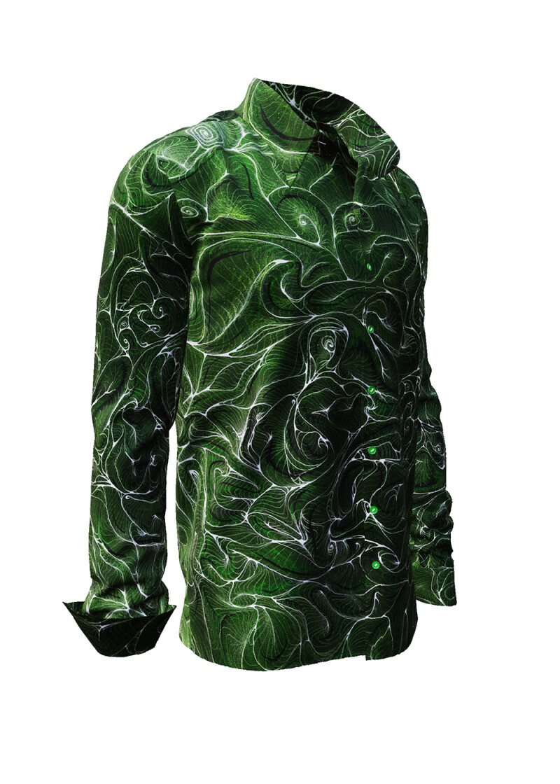 CONCHIFERA FOREST - Grnes Langarmhemd mit Schneckenhausstrukturen - GERMENS artfashion - Einzigartiges Freizeithemd von Knstlern gestaltet - Made in Germany