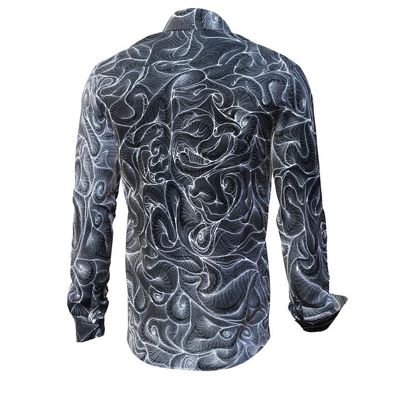 CONCHIFERA GRAPHIT - Grey Long Sleeve Shirt with Snail Shell Textures - GERMENS artfashion - Special long sleeve shirt in small limitation - Made in Germany