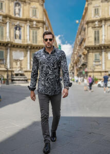 Discover button up shirts for men CONCHIFERA GRAPHITE -...