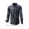 CONCHIFERA GRAPHIT - Grey Long Sleeve Shirt with Snail Shell Textures - GERMENS artfashion - Unusual long sleeve shirt in 10 sizes - Made in Germany