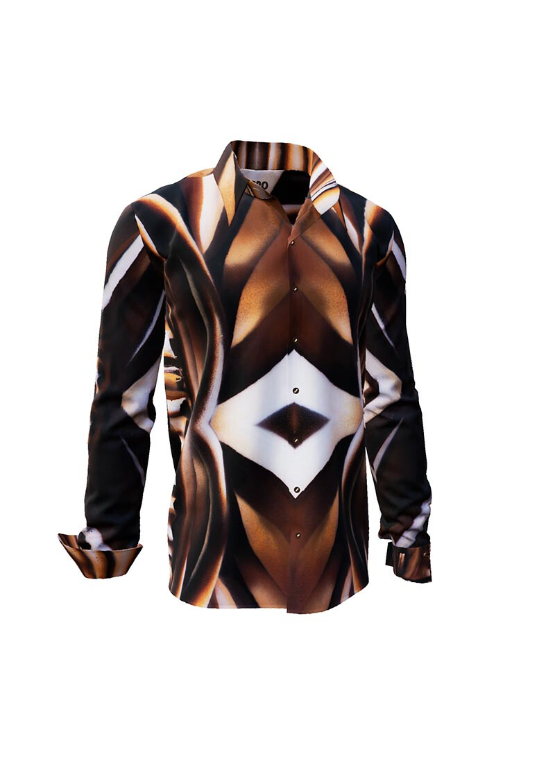 HETROPOLIS - Brown Long Sleeve Shirt with face - GERMENS