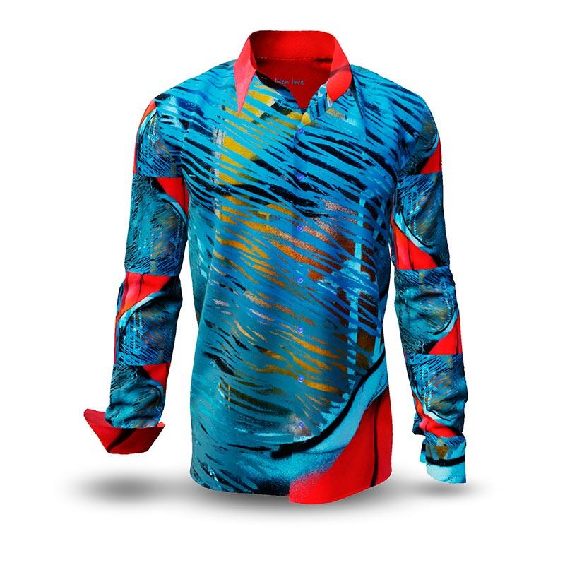 HIDDEN LOVE - Blue red Long Sleeve Shirt - GERMENS artfashion - Unusual long sleeve shirt in 10 sizes - Made in Germany