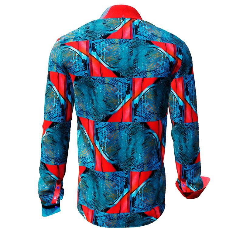 HIDDEN LOVE - Blue red Long Sleeve Shirt - GERMENS artfashion - Special long sleeve shirt in small limitation - Made in Germany