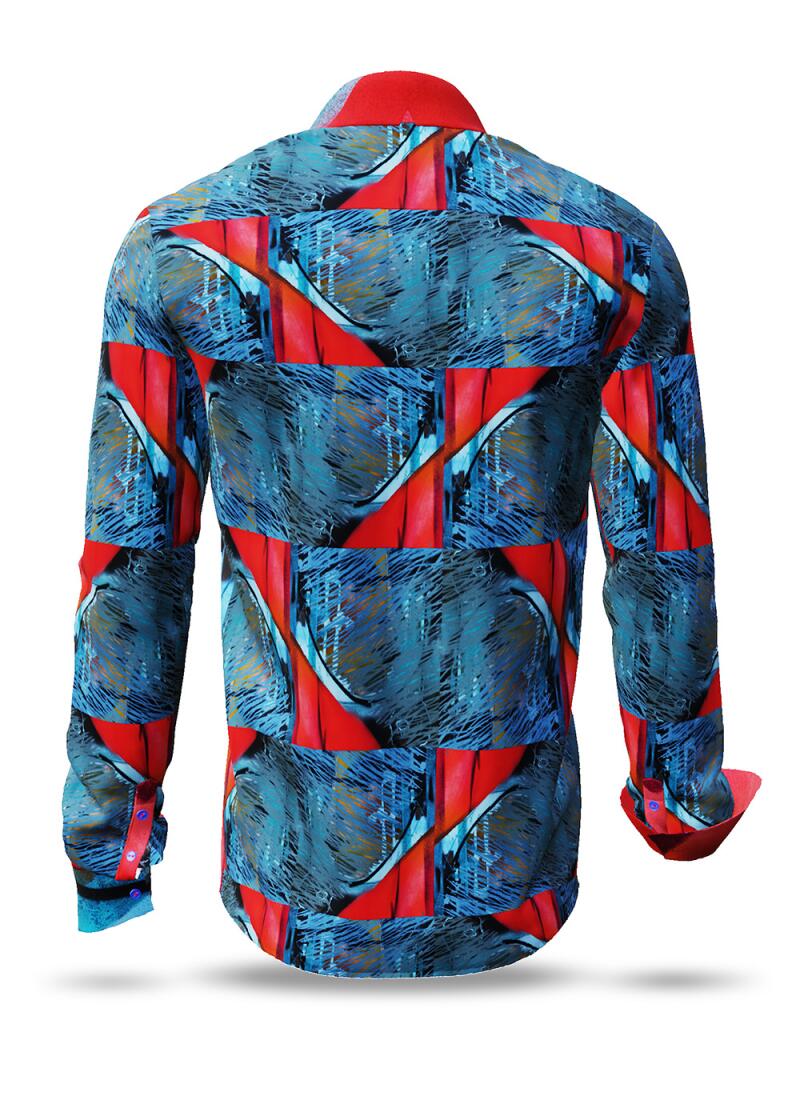 HIDDEN LOVE - Blue red Long Sleeve Shirt - GERMENS artfashion - Special long sleeve shirt in small limitation - Made in Germany