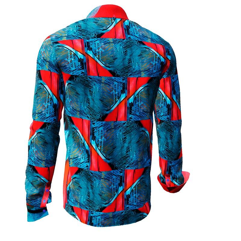 HIDDEN LOVE - Blue red Long Sleeve Shirt - GERMENS artfashion - Unique long sleeve shirt designed by artists - Made in Germany