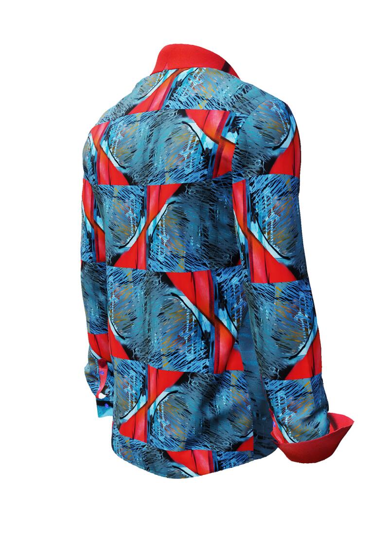 HIDDEN LOVE - Blue red Long Sleeve Shirt - GERMENS