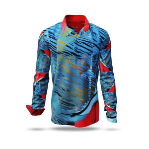 HIDDEN LOVE - Blue red Long Sleeve Shirt - GERMENS...